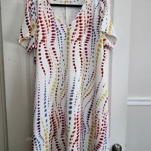 SHEIN Multicolor Dot Pattern Midi Dress